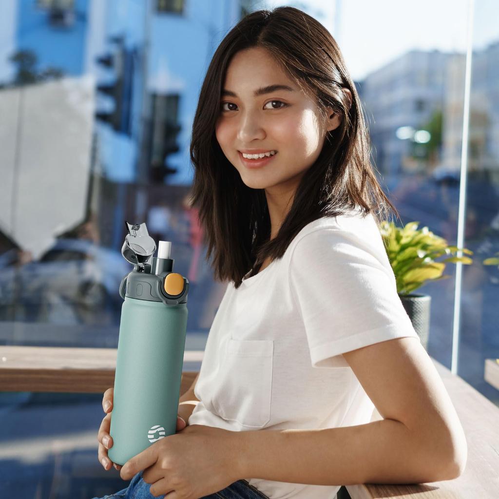 FJbottle Liter Vacuum Insulated Mug Bottle with 2nd Bottle with Keeps Drinks Hot or Easy To Wide Mouth Stainless Steel Includes Cleaning Sponge and