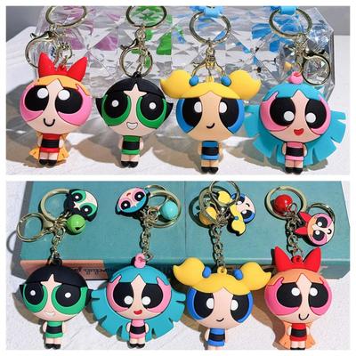 Брелок для ключей Powerpuff, сумка, подвеска, ПВХ, подарок, мультяшные девушки, милые аксессуары для кукол