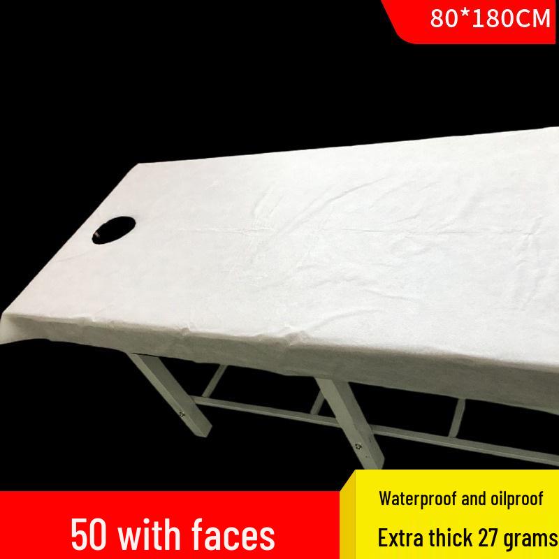 Водонепроницаемые и маслостойкие одноразовые простыни для массажного стола с отверстиями, идеально подходят для салонов красоты, утолщенные, упаковка 50 штук.