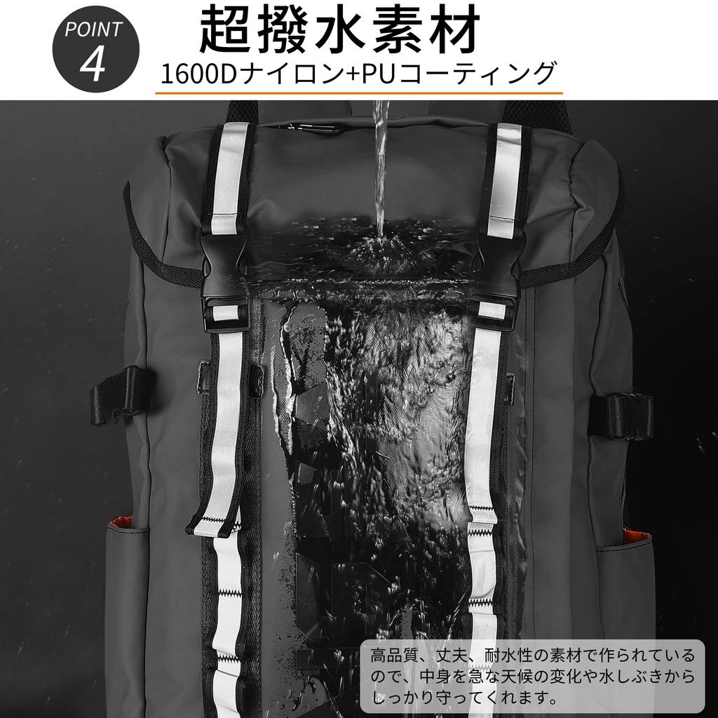 AISFA Square 30L Fits Business with USB Charging Perfect for Outdoor Emergency and Storage Men's Backpack, Waterproof, 15.6-inch PCs, Laptops, Port,