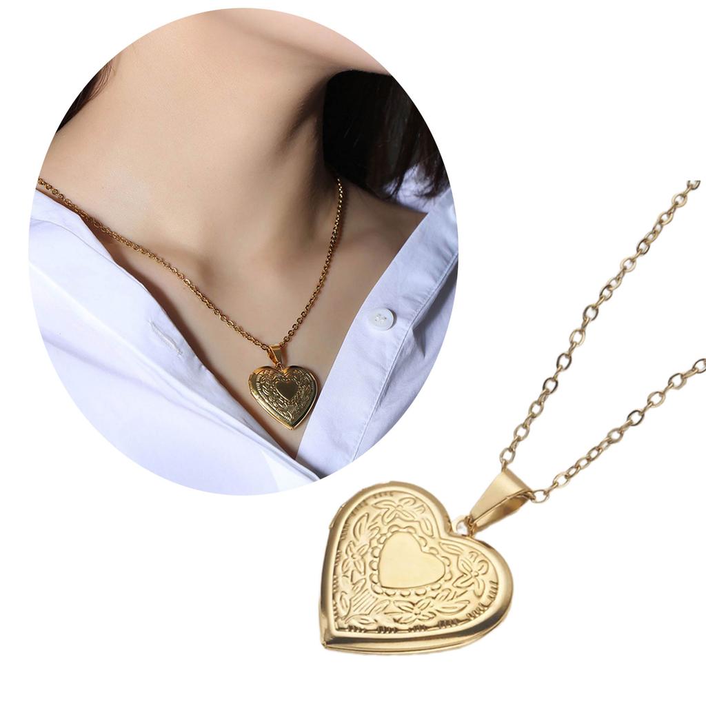 Stylish Pendant Necklace Heart Shaped Locket Collarbone Chain Adjustable Length Choker Fashionable Jewelry for Dates