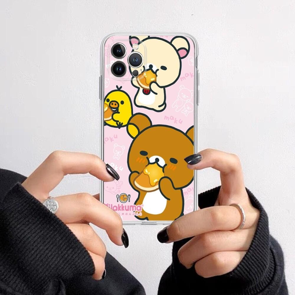 Милый Мультяшный R-Rilakkuma Чехол для Телефона для iPhone 16 15 8 7 6 6S Plus X SE XR XS 14 11 12 13 Mini Pro Max Мобильный Чехол