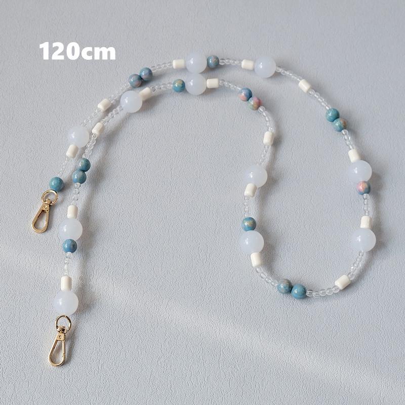 Новая модная женская сумка, аксессуар, съемные янтарные цепочки из бисера, синий акриловый роскошный ремешок, женская сумка, цепочка с ручкой на плечо