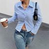 Shirts And Spring Women Autumn Blouses Ladies Striped Long Sleeve Single Breasted Shirt Tops