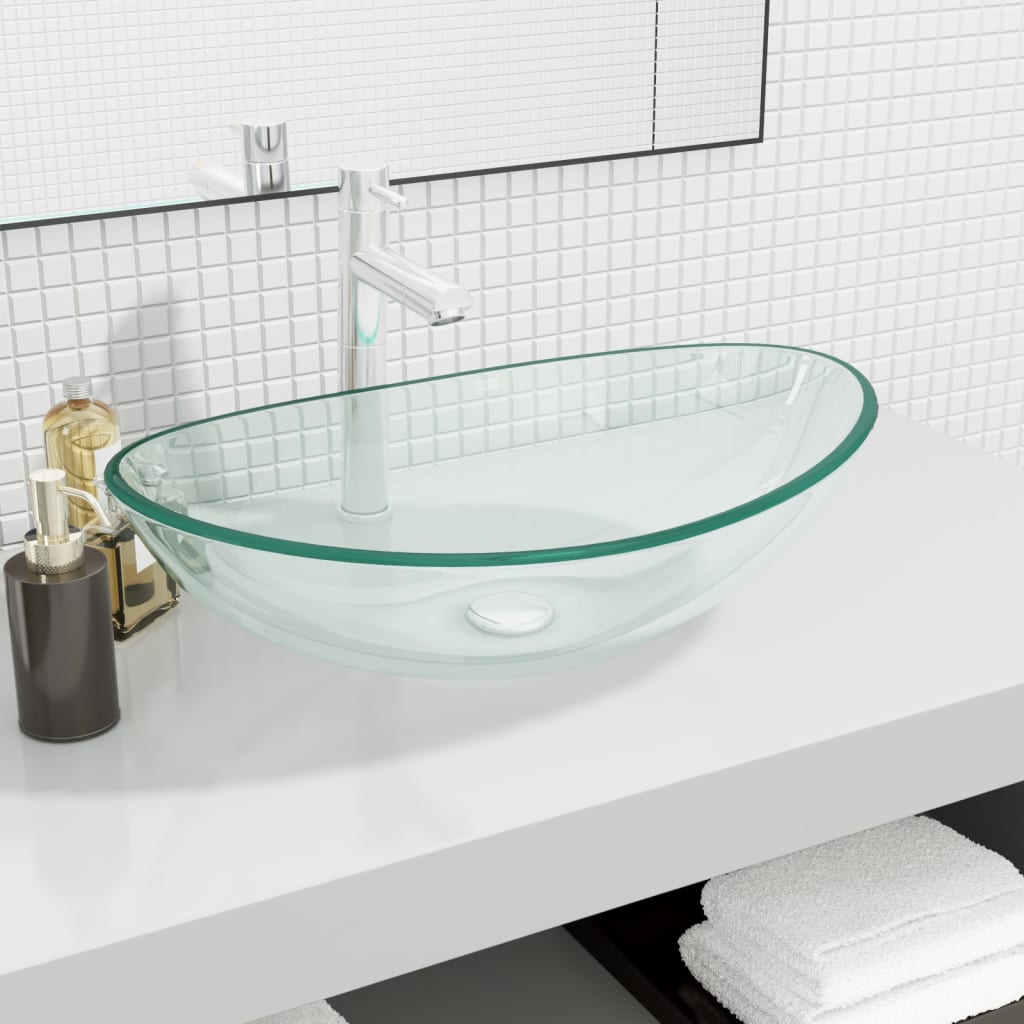 Tempered Glass Washbasin 54.5x35x15.5 cm Transparent