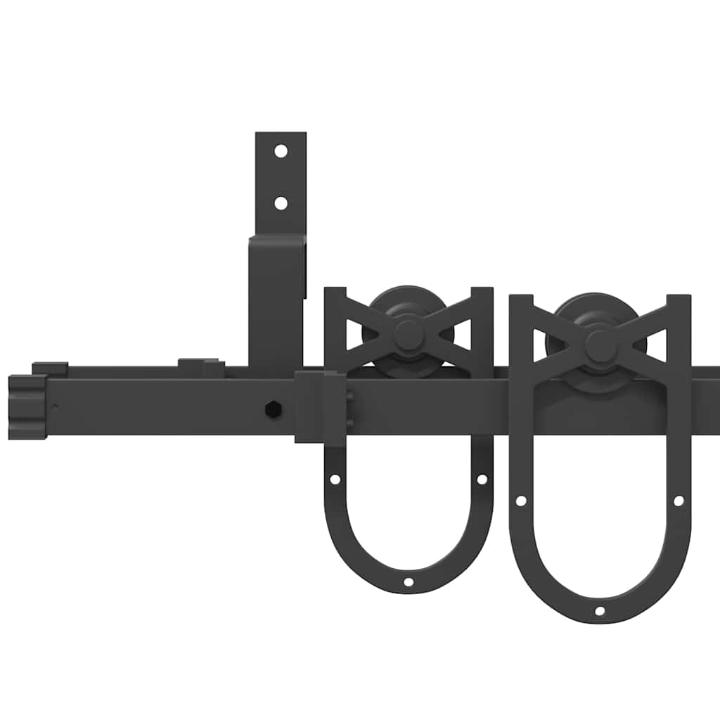 Sliding Door Hardware Set 183 cm Steel Black