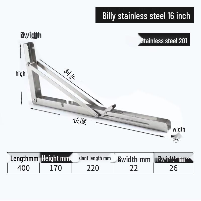 304 Stainless Steel Folding Triangle Bracket for Load-Bearing Storage Support