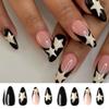 24pcs Nail Tips Press On Nails Simple Fake Nials Star French False Nails Long Almond
