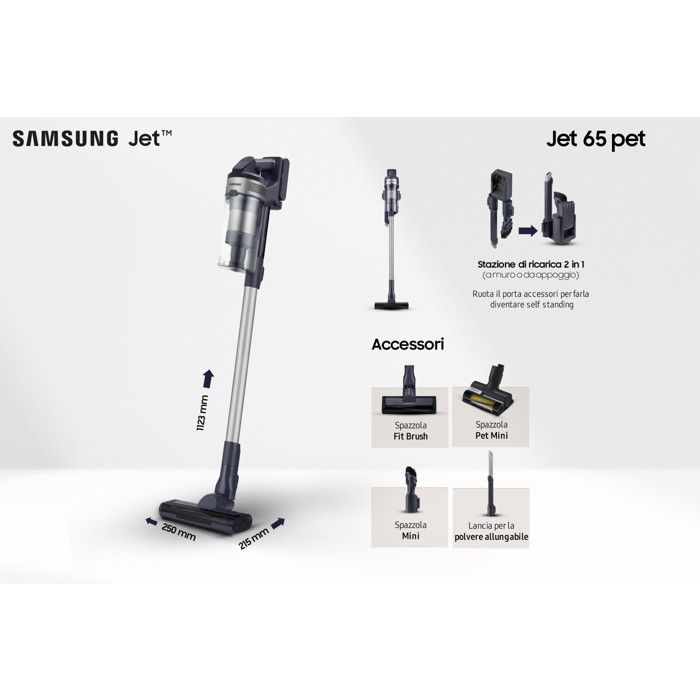 Samsung Пылесос Беспроводной Jet 65 Pet VS15A60AGR5 Черный/Серебристый 150 Вт 40 мин