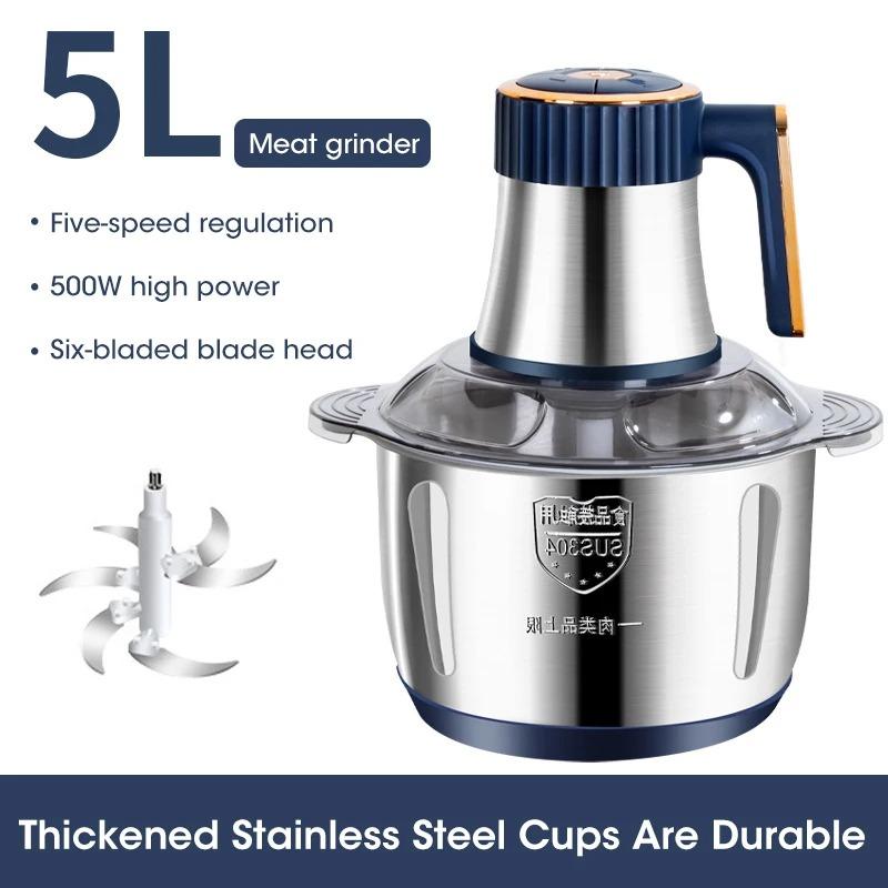 5L Electric Meat Mincer Household Large Capacity Mincing Machine Stainless Steel Meat Grinder  Kitchen Chopper Food Processor