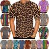 Men's 3D Leopard Print T-shirt, Men's Round Neck Short Sleeved T-shirt, Large Streetwear, Men's T-shirt