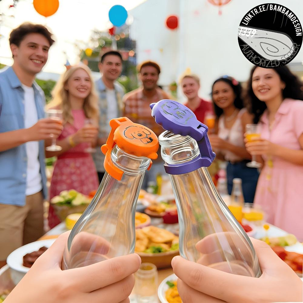 5pcs 3D Printed Beer Bottle Cap Markers PLA Plastic Cartoon Drinks Identifier Caps For Family Gathering Bar