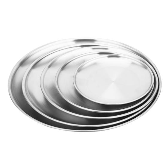 Cleaner Products Stainless Steel Matte Round Dining Plate Tableware Dessert Pizza Dish Fruit Tray