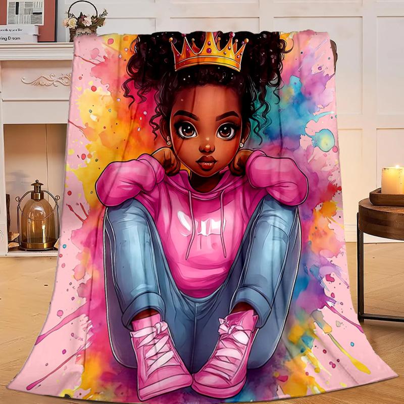 1PC Black Princess Magic Celebration Flannel Blanket Gift, Suitable for Both Men And Women, Soft Ideal for Beds And Sofa, Birthday Or Christmas Gift