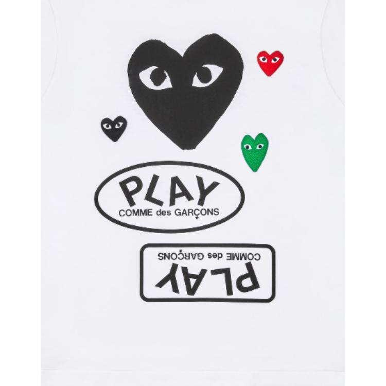 CDG Play Футболки Мужские Белые С Круглым Вырезом Умеренный Прямой Крой AZ-T286-051-1