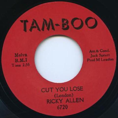7-дюймовая пластинка RICKY ALLEN - Cut You Loose / Soul Street TAMBOO6720 Tamboo 2015 UK Blues