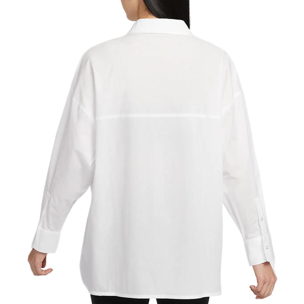 New Nike Sportswear Chill Poplin Women's Loose Long Sleeve Button Up Top HJ0716-100