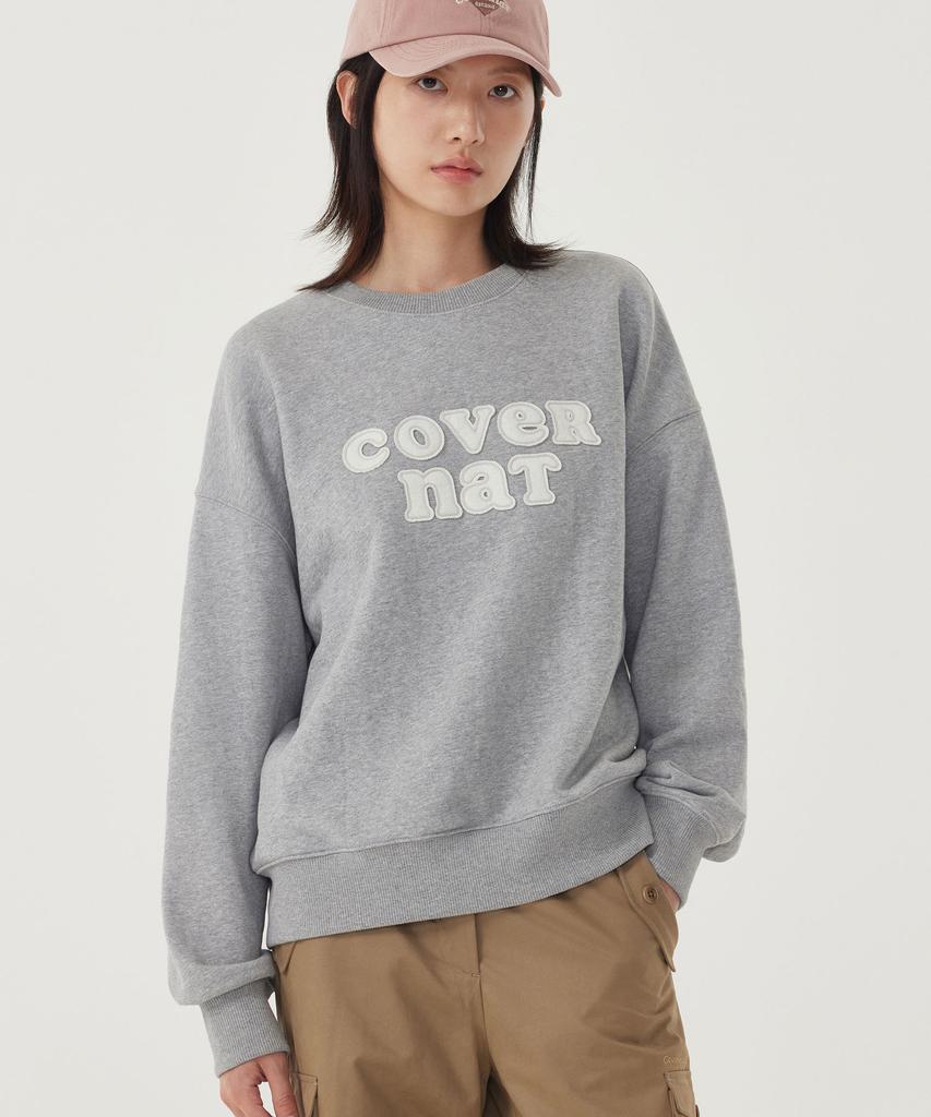 COVERNAT WOMAN Oversized Cooper Logo Sweatshirt Melange Gray