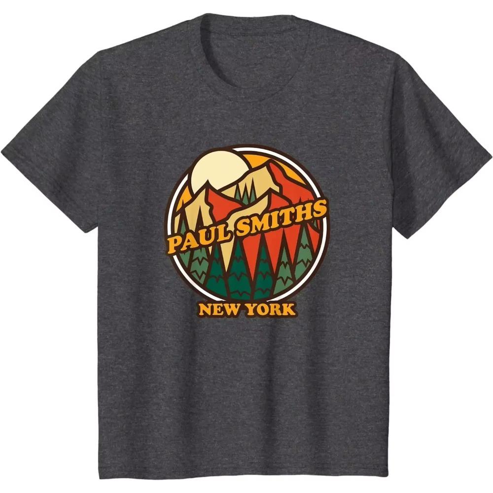 Винтажная футболка Paul Smiths New York Mountain Hiking Souvenir Print, аниме-одежда, мужские футболки Harajuku, хлопок, четыре сезона