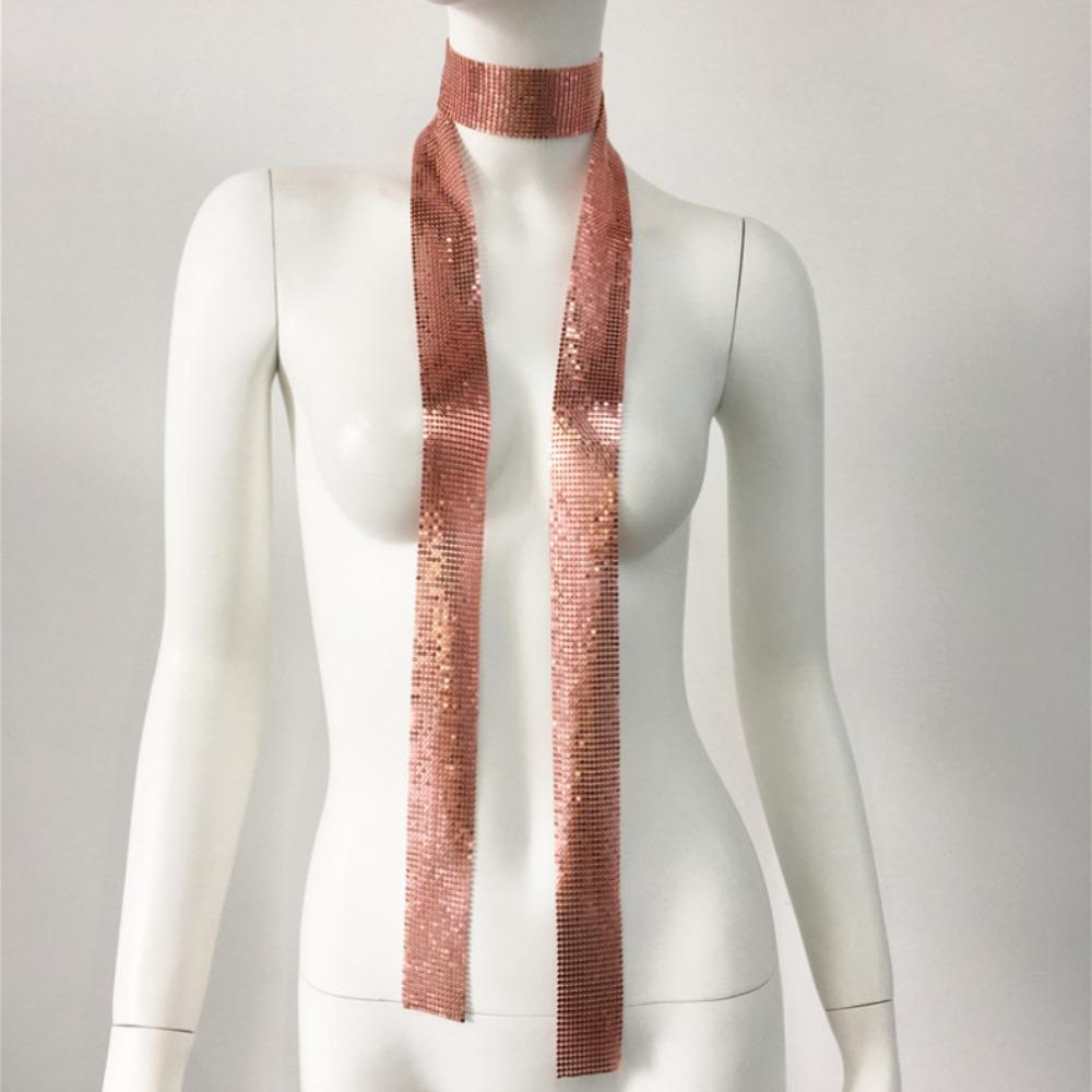 Glittering Sequin Scarf Aesthetic Bling Neckerchief Lightweight Slender Scarf Party