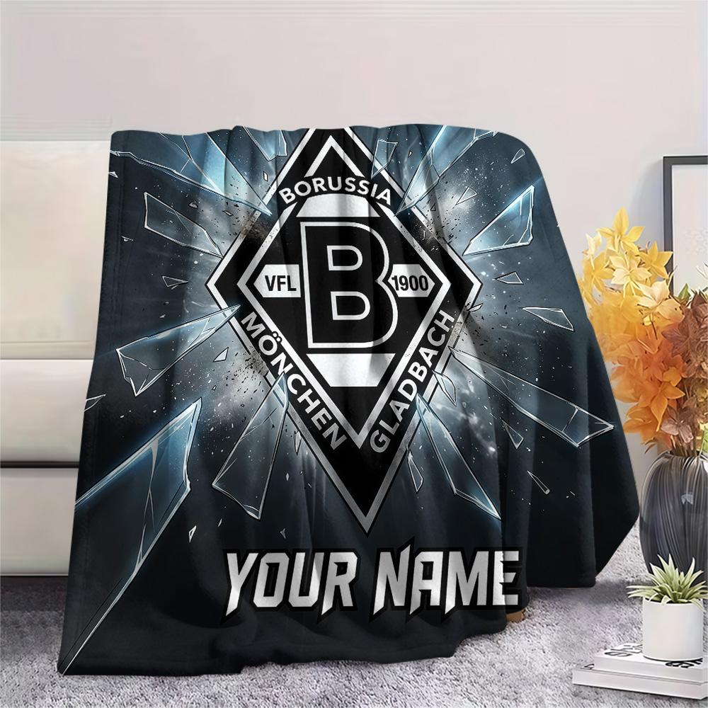Custom Name Borussia Monchengladbach Flannel Blanket, High quality Comfortable for All Seasons, Home Decor, Warmth and Comfort