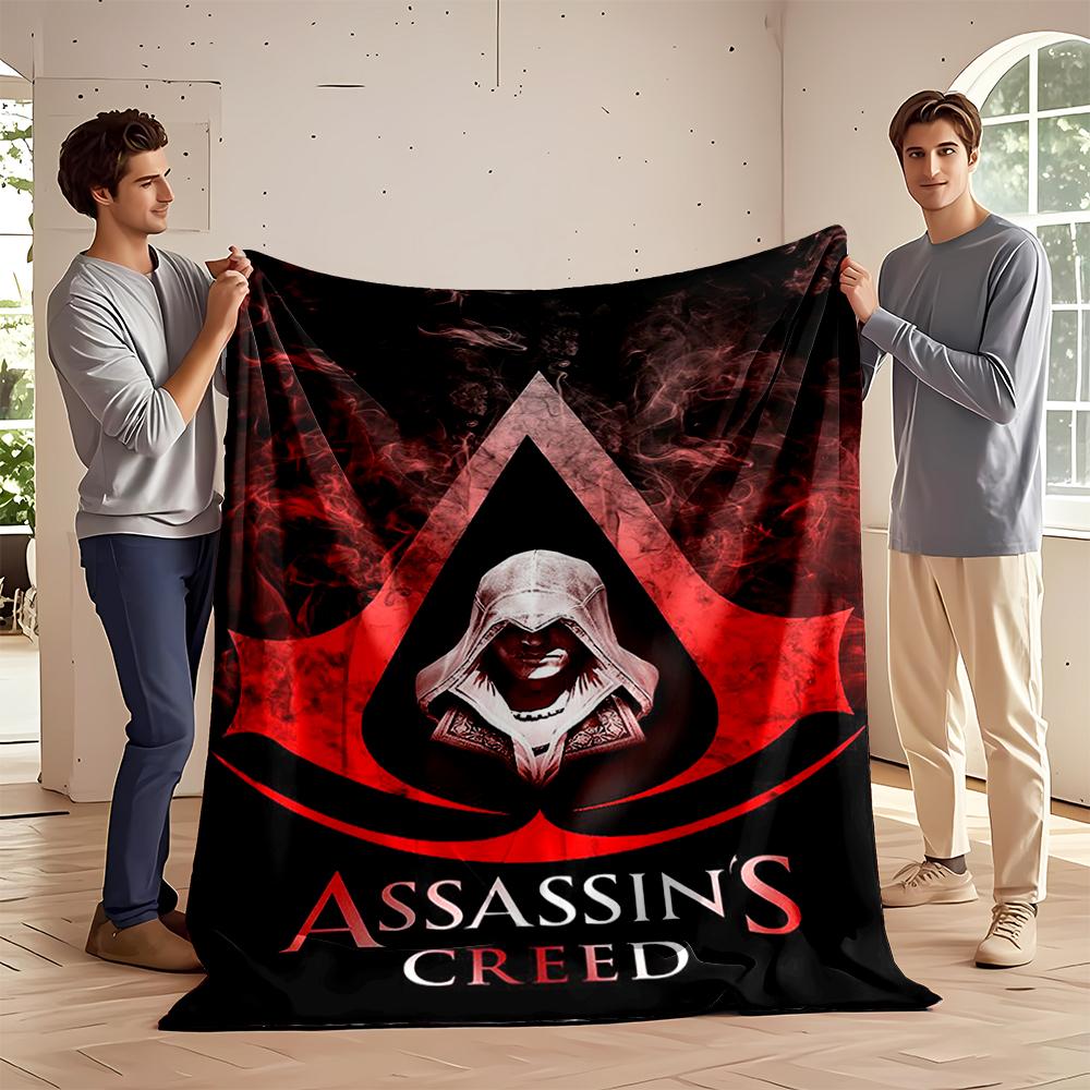 Assassin's Creed Hooded Character Design Flannel blanket for bedroom, living room, sofa, and nap sofas.