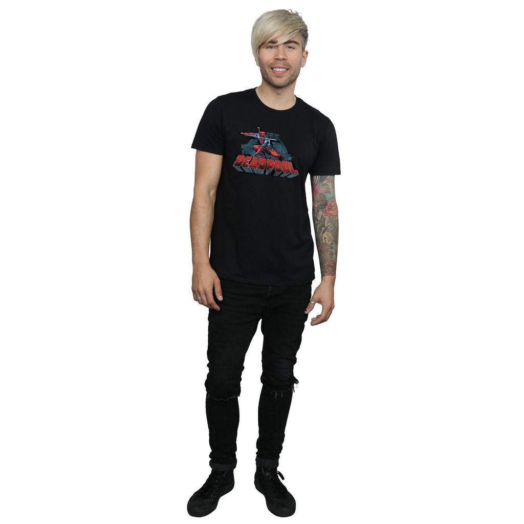 Marvel Mens Deadpool Sword Logo T-Shirt