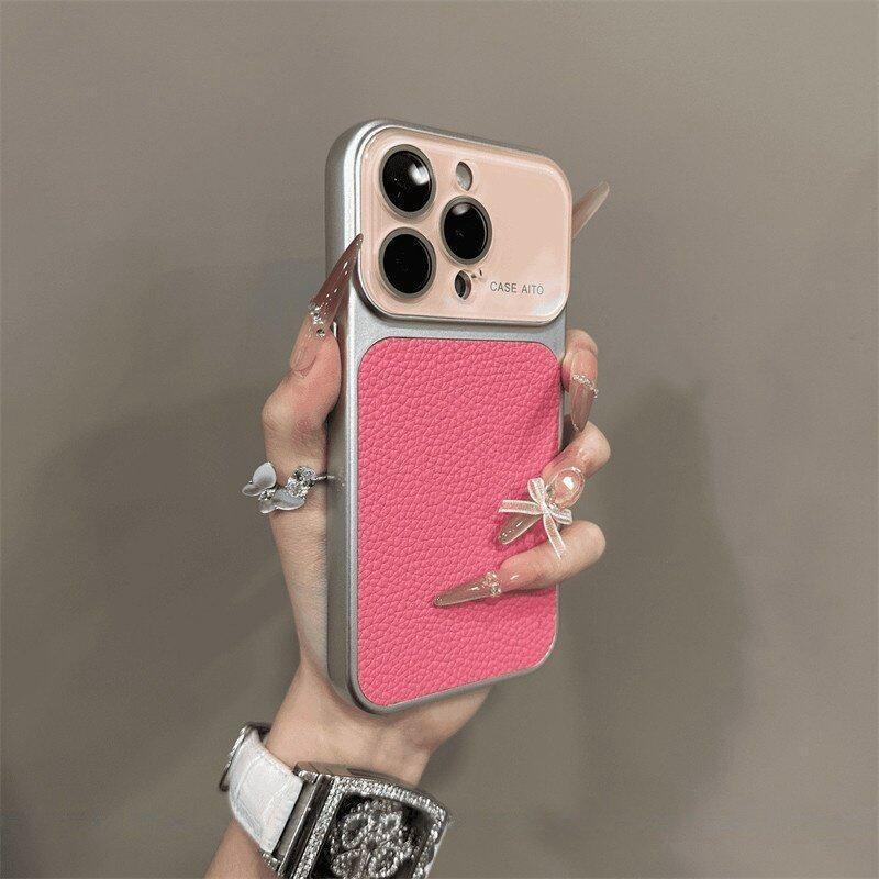 Роскошный матовый чехол для телефона из кожи с тиснением под личи для iPhone 11 12 13 14 15 16 17 Pro Max Plus Air Bumper Задние чехлы Обложка