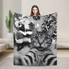 Funny Cat Selfie Santa Merry Christmas Blanket  Soft Warm Throw for Winter Bedroom Students Holiday Home Decor