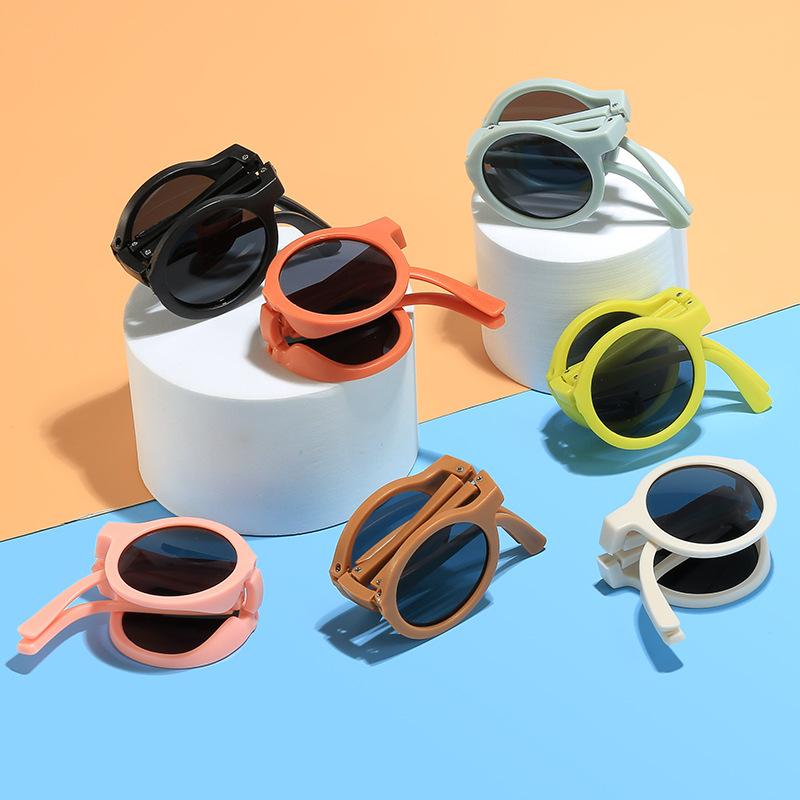 New Folding Children's Sunglasses Fashionable Round Sunglasses Boys and Girls Baby Cute Glasses Sunshade UV Protection