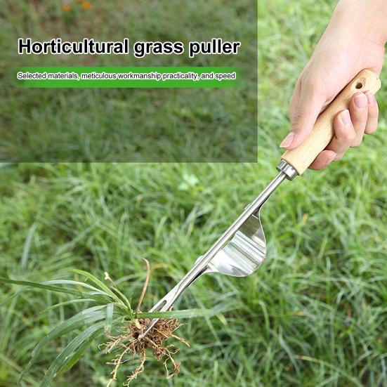 Из нержавеющей стали для удаления сорняков, садовый ручной прополочник, ручной прополочник с деревянной ручкой для двора, газона, фермерского инструмента для прополки