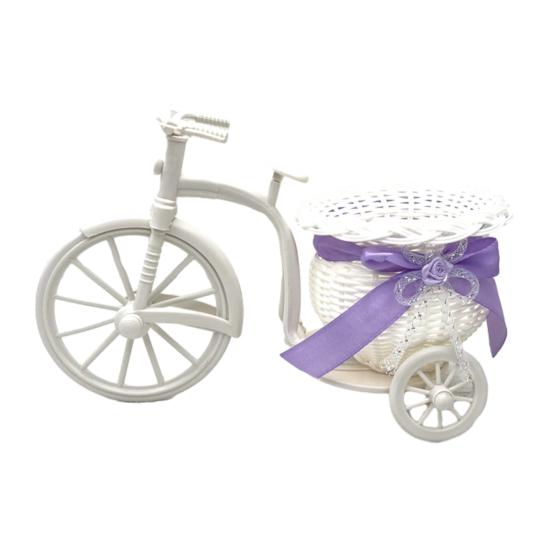 Подставка для цветов Плетеная корзина из ротанга Дизайн трехколесного велосипеда Корзина для цветов Декоративное плетеное хранилище