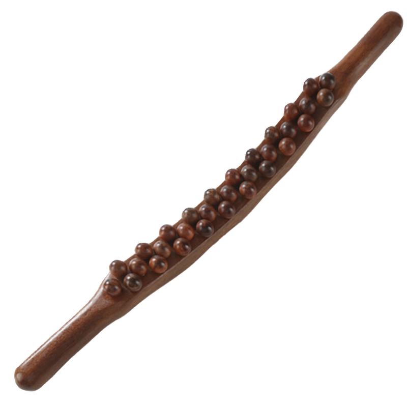 Solid Wooden Gua Sha Tool with Beads for Deep Tissue Relief Body Massager Smooth Massage Stick for Relaxation And Stress Relief