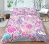 3D Unicorn Theme Bedding Set Cartoon Animal Duvet Cover and Pillow Case 2/3 Pieces Soft Home Decoration for Girls' Room