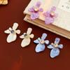 Циркон смола нерегулярные серьги-цветы простые модные серьги-гвоздики легкая роскошь высокое чувство свежие серьги
