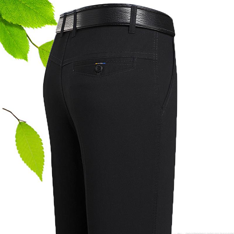 Повседневные мужские брюки, свободные прямые брюки с высокой талией для мужчин среднего возраста