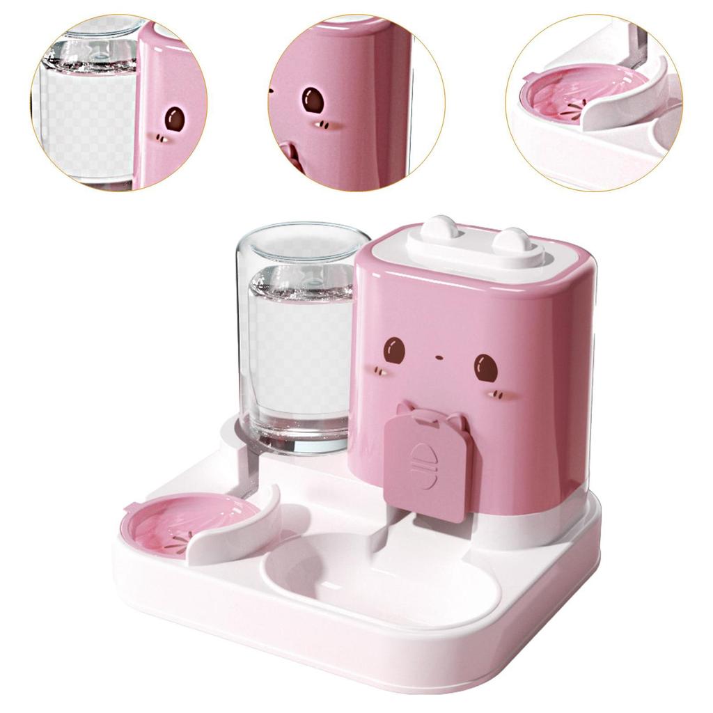 2 in 1 Automatic Pet Feeder Cats Feeder Container Convenient Compact Dog Bowl