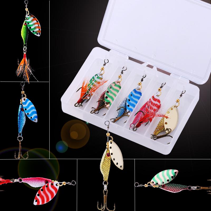 Fishing Lure Spinner Spoon Lure Rotating Metal Sequins Bait Hooks Wobbler Crankbait Fishing Tackle