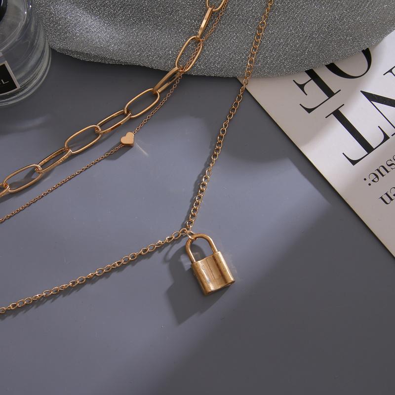 Женское ожерелье с подвеской и замком, женское многослойное ожерелье в форме сердца в форме сердца, ювелирные изделия в стиле стимпанк, подарок