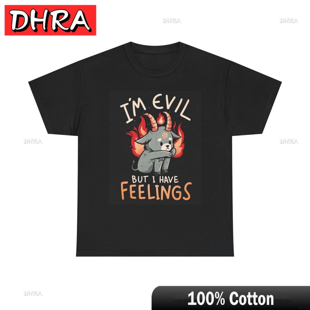 Im Evil But I Have Feelings Funny T Shirt Graphic Unisex Heavy Cotton Tee Classic Comfy Casual Clothing for Street Style TShirt