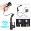 Черный кухонный смеситель с выдвижным распылителем, горячая и холодная вода, поворотный на 360 градусов, кухонный выдвижной смеситель с двумя функциями