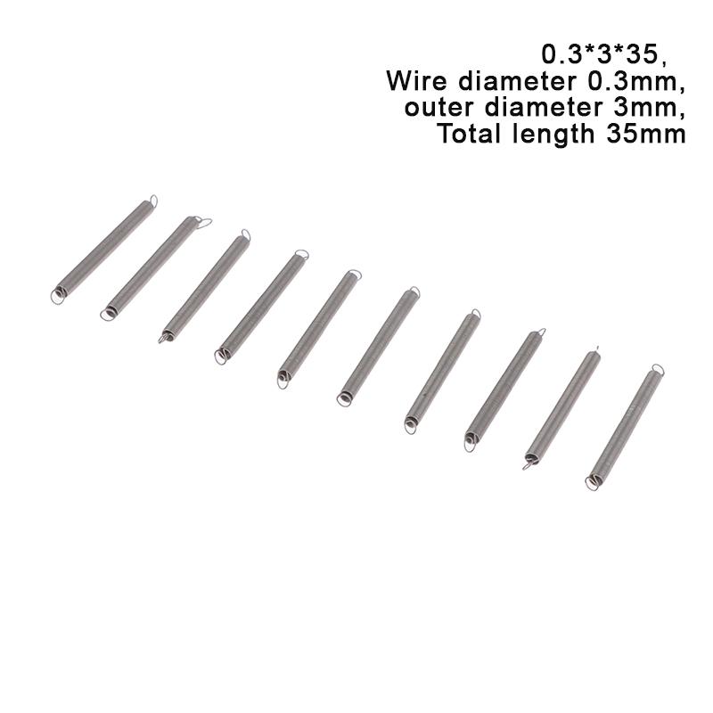 10 шт./лот, пружина растяжения 0,3 мм, удлинительная пружина из нержавеющей стали 304, наружный диаметр 3 мм-4 мм