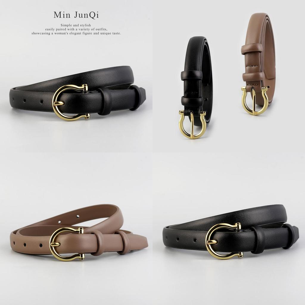 Classic Leather Woman Belt For Denim Pants With Alloy Buckle For Casual Wear