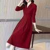 Осенне-зимние костюмные платья женские с вырезом на молнии корсетные винтажные темпераментные модные длинные платья А-силуэта с длинными рукавами