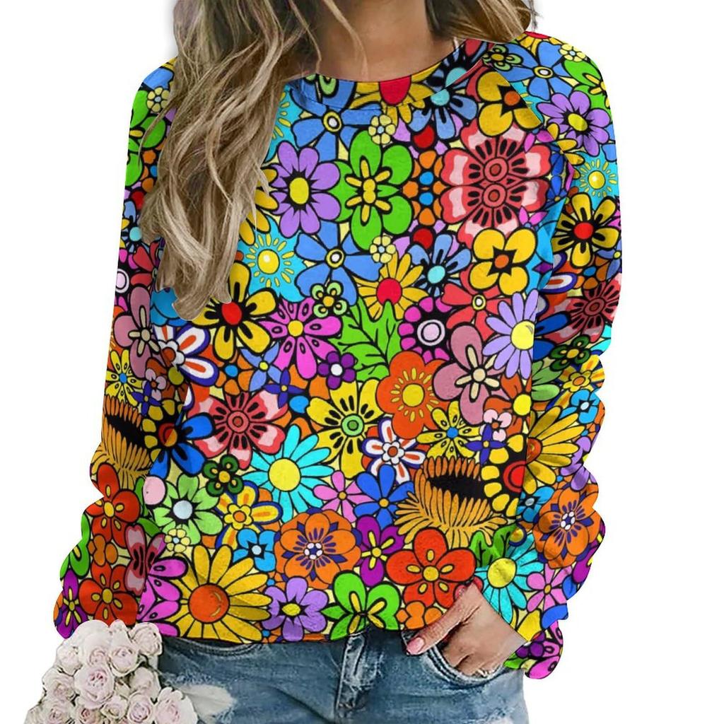 Мандала Цветок Толстовка Цветочный 3D Принт Толстовка Женская Новые Толстовки С О-Образным Вырезом Уличная Одежда Оверсайз Харадзюку Пуловер Женская Одежда