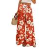 Women's Loose Casual Floral Print Wide Leg Pants With Elastic Waist Drawstring And Pocket Pants