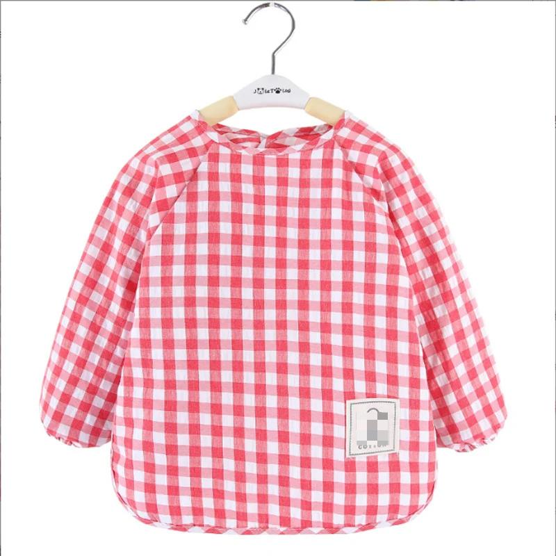 Летний детский пищевой комбинезон Водонепроницаемая одежда слюнявчики для мальчиков девочек Детская одежда Не требующий стирки фартук хлопковые клетчатые безрукавные слюнявчики