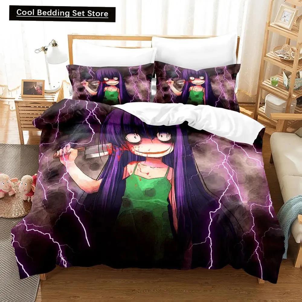 3D Anime Higurashi When They Cry Bedding Set Duvet Cover Bed Set Quilt Cover Pillowcase Comforter King Queen Size Boys Adult