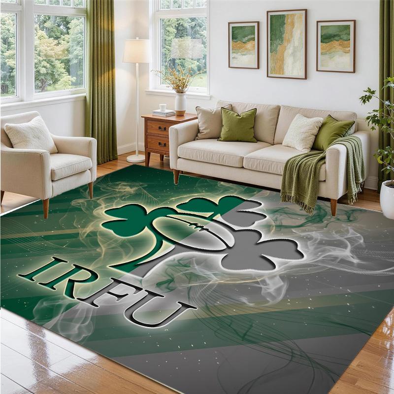 Ireland Rugby Design Crystal Velvet Rug Soft Decorative Mat for Bedroom Entrance