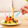 12 PCs Set Giraffe Fruit Fork Cute Children's Plastic Tableware Set Creative Tableware Dessert Fork
